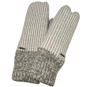 LL Bean Womens Marled Knit Fleece Lined Mittens Grey White OSFA 507856